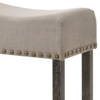 Sunvega Counter Height Stools with Tan Linen Upholstery and Weathered Grey Legs