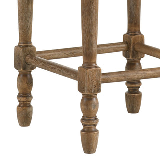 Sunvega Weathered Oak Counter Height Stools with Beige Fabric Upholstery Set of 2