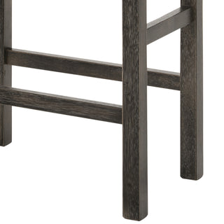 Sunvega Counter Height Stools with Tan Linen Upholstery and Weathered Grey Legs