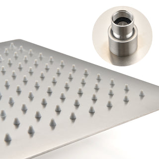 Sunvega 16 Inch Square Rain Shower Head in Brushed Nickel 304 Stainless Steel