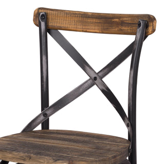 Sunvega Antique Black and Oak Bar Stool with Cross Back Design for Kitchen Counter