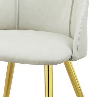 Sunvega White Faux Leather Side Chairs with Gold Metal Legs Set of 2