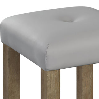 Sunvega Grey Faux Leather Upholstered Counter Height Stools with Tufted Seat Cushion