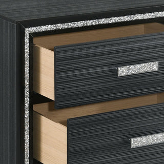 Sunvega Weathered Black Modern Glam 2-Drawer Nightstand with Safety Stop Mechanism