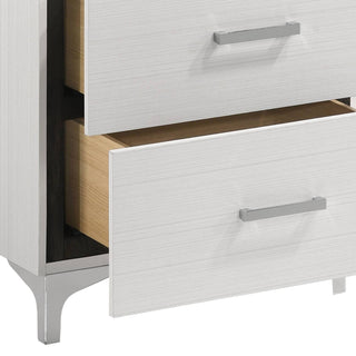 Sunvega White Nightstand with Two Dovetail Drawers and Metal Glides
