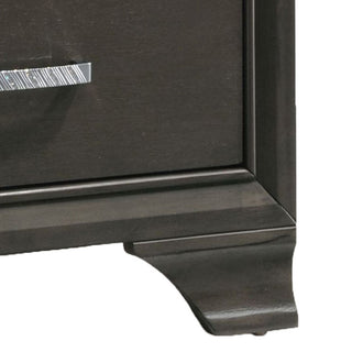 Sunvega Grey 2-Drawer Nightstand with Mirror Inlaid and Safety Stop Mechanism