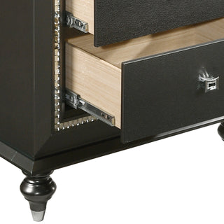 Sunvega Metallic Grey Nightstand with 2 Spacious Drawers and Crystal-Like Trim