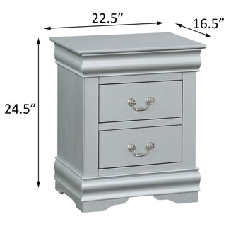 Sunvega Platinum Nightstand with Two Drawers for Bedroom Storage and Organization