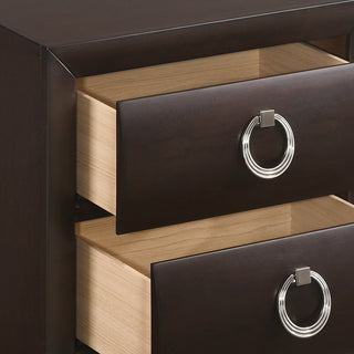 Sunvega Dark Merlot 2-Drawer Nightstand with Hairpin Legs and Felt-Lined Top