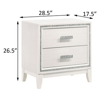 Sunvega Weathered Black Modern Glam 2-Drawer Nightstand with Safety Stop Mechanism