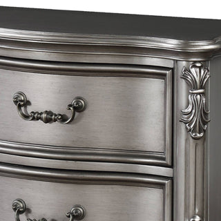 Sunvega Antique Platinum Nightstand with Felt-Lined Drawers and Safety Stop