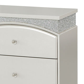 Sunvega Transitional Platinum Nightstand with Two Felt-Lined Drawers and Safety Stop
