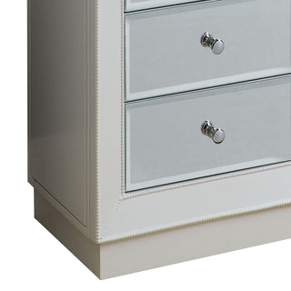 Sunvega Modern White Jewelry Armoire with Mirror and Six Felt-Lined Drawers