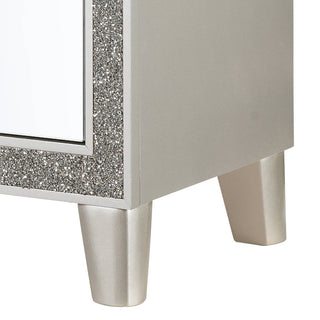 Sunvega Champagne Finish 2-Drawer Nightstand with Mirrored Accents and Felt Lined Top