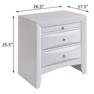 Sunvega White Nightstand with Two Spacious Drawers and Top Tray for Bedside