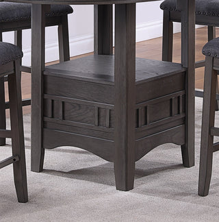 Sunvega Round Counter Height Dining Table with Leaf and Open Storage Base
