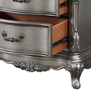 Sunvega Antique Platinum Nightstand with Felt-Lined Drawers and Safety Stop