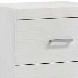 Sunvega White Nightstand with Two Dovetail Drawers and Metal Glides