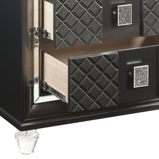 Sunvega Modern Metallic Grey Nightstand with Two Drawers and Sleek Acrylic Legs