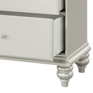 Sunvega Transitional Platinum Nightstand with Two Felt-Lined Drawers and Safety Stop