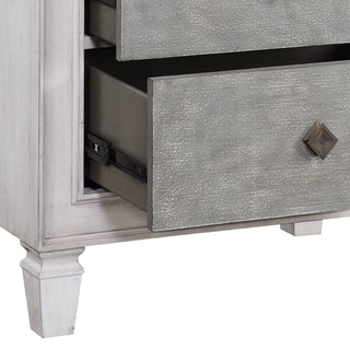 Sunvega Rustic Grey and Weathered White 2-Drawer Nightstand with Felt Liner