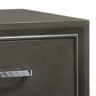 Sunvega Grey 2-Drawer Nightstand with Mirror Inlaid and Safety Stop Mechanism