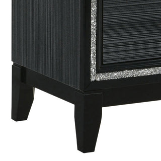 Sunvega Weathered Black Modern Glam 2-Drawer Nightstand with Safety Stop Mechanism