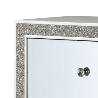 Sunvega Champagne Finish 2-Drawer Nightstand with Mirrored Accents and Felt Lined Top
