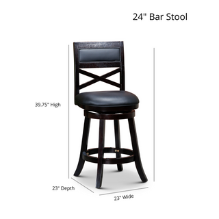 Sunvega 24 Inch Counter Height X-Back Swivel Stool with Beige Fabric Seat and Cherry Finish