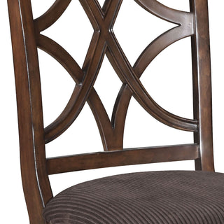 Sunvega Brown Microfiber Upholstered Dark Walnut X Back Side Chairs Set of 2