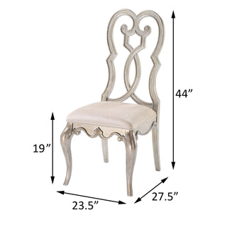 Sunvega Ivory and Antique Champagne Side Chairs with Queen Anne Back Design