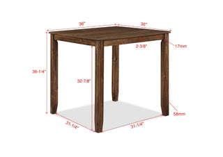 Sunvega Casual Brown Square Counter Height Dining Table Set with 4 Ladder Back Chairs
