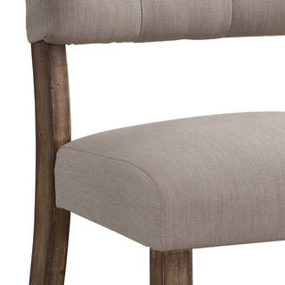 Sunvega Beige Linen Upholstered Transitional Side Chairs with Tufted Back and Tapered Legs