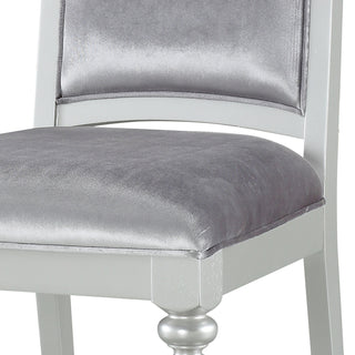 Sunvega Plush Grey Upholstered Side Chairs with Sparkling Rhinestones Inlay