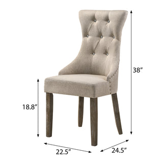 Sunvega Tufted Hourglass Back Side Chairs with Nailhead Trim and Reclaimed Grey Legs