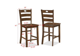 Sunvega Casual Brown Square Counter Height Dining Table Set with 4 Ladder Back Chairs