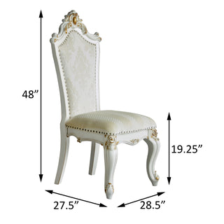 Sunvega Butterscotch Faux Leather Upholstered Side Chairs with Antique Pearl Finish