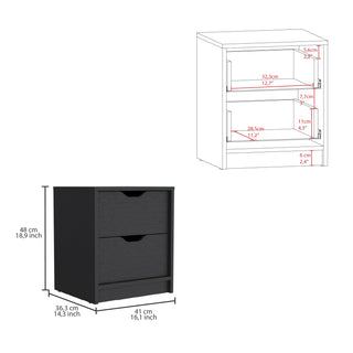 Sunvega White 2 Drawer Nightstand End Table with Pull Out System and Sleek Design