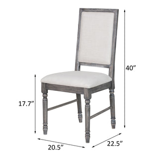 Sunvega Cream and Weathered Grey Farmhouse Style Open Back Side Chairs Set of 2