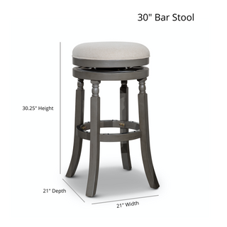 Sunvega 30 Inch Bar Stool with Weathered Gray Finish and Beige Fabric Seat