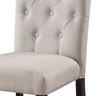 Sunvega Beige Linen Upholstered Dining Chairs with Tufted Back and Tapered Legs (Set of 2)