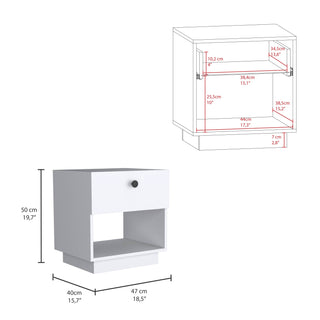 Sunvega Paris Nightstand with Drawer and Open Shelf for Bedroom Storage