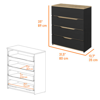 Sunvega White and Light Oak Four-Drawer Dresser with Superior Top
