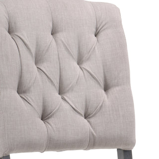 Sunvega Beige Linen Upholstered Transitional Side Chairs with Tufted Back and Tapered Legs