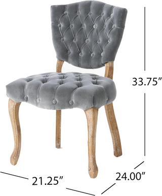 Sunvega Set of 2 Tufted Velvet Upholstered Chairs with Curved Wood Legs
