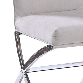 Sunvega Beige Velvet Upholstered Side Chairs with Chrome X Shape Metal Legs Set of 2