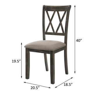 Sunvega Weathered Grey Cross Back Side Chairs with Beige Upholstered Seat Set of 2
