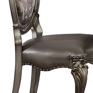 Sunvega Upholstered Floral Faux Leather Side Chairs with Nailhead Trim and Cabriole Legs