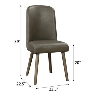 Sunvega Mid-Century Modern Grey Faux Leather Upholstered Dining Side Chairs Set of 2