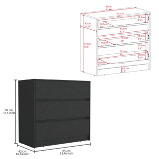 Sunvega White Contemporary Three Drawer Dresser with Pull Out Mechanism